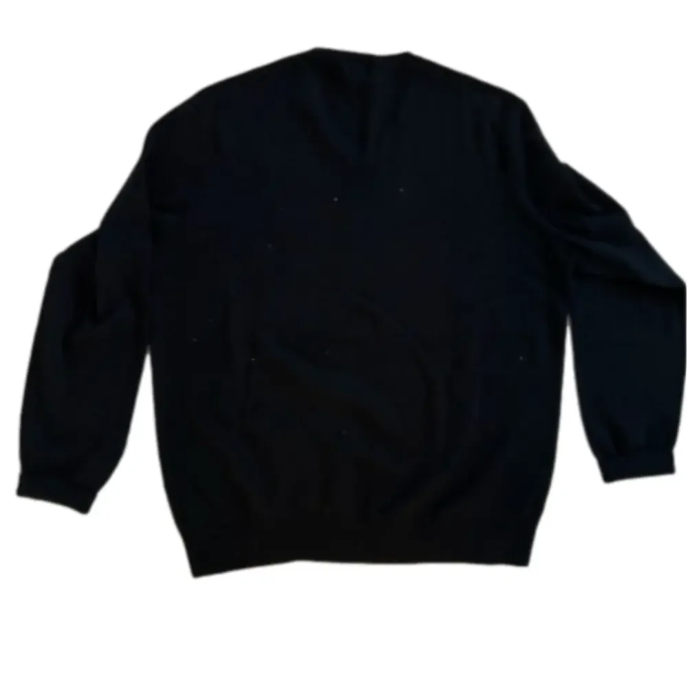 Calvin Klein charcoal black 100% cotton v-neck sweater, EUC size L